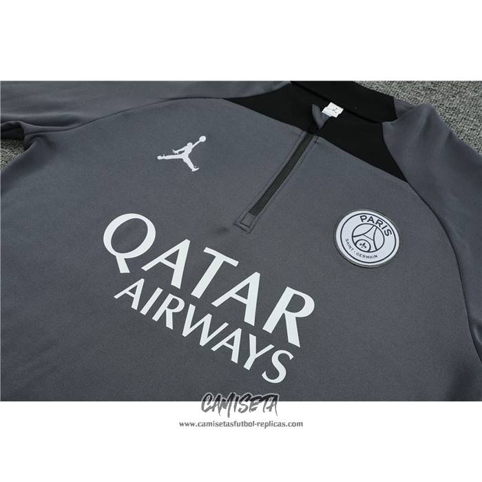 Chandal de Sudadera del Paris Saint-Germain Jordan 2023-2024 Nino Gris